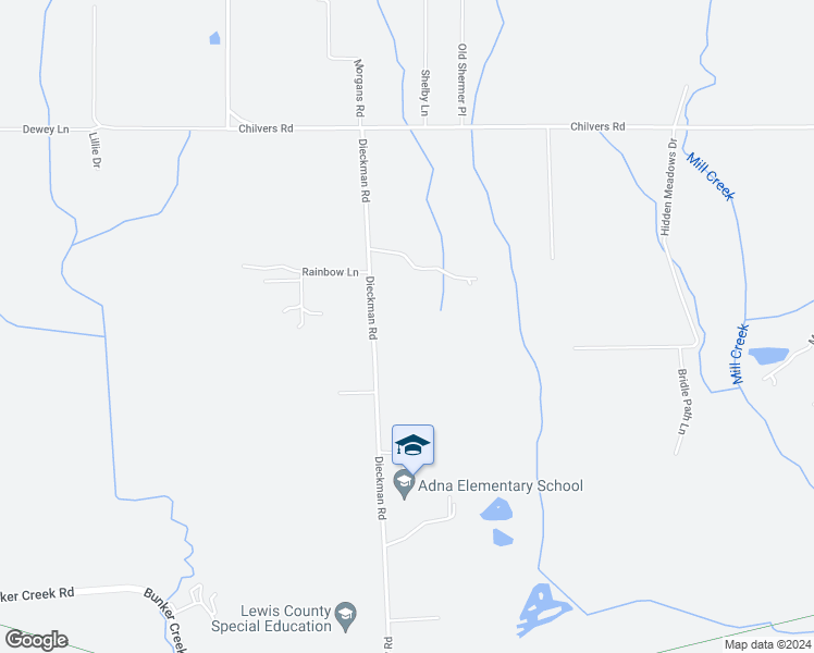 map of restaurants, bars, coffee shops, grocery stores, and more near 342 Dieckman Road in Chehalis