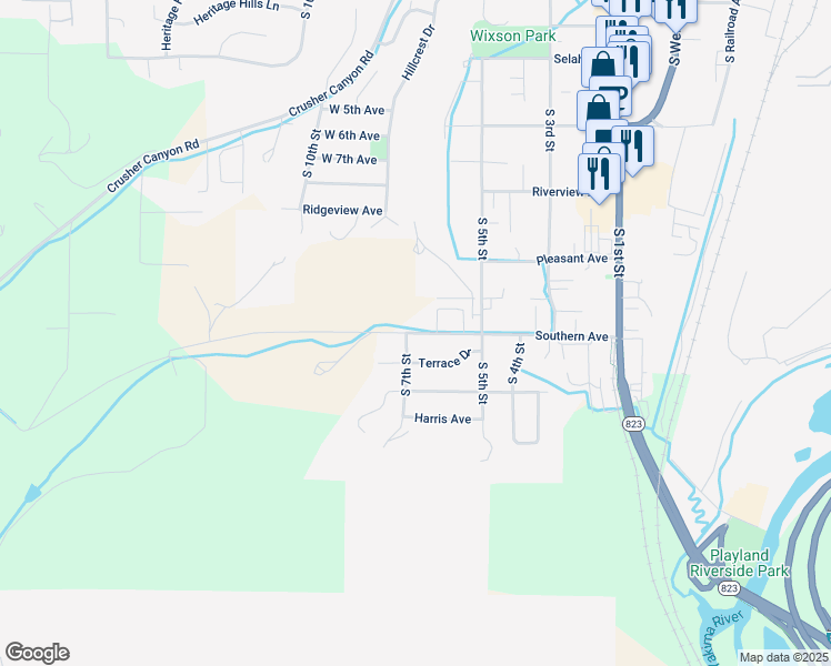 map of restaurants, bars, coffee shops, grocery stores, and more near 703 S 7th St in Selah