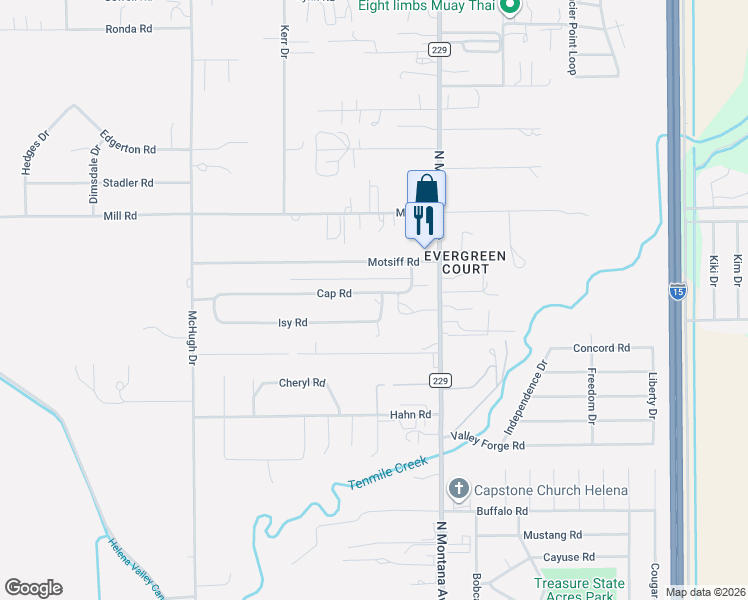 map of restaurants, bars, coffee shops, grocery stores, and more near 1060 Cap Road in Helena