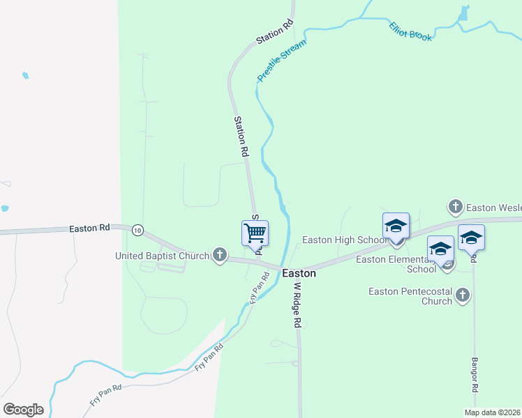 map of restaurants, bars, coffee shops, grocery stores, and more near 39 Station Road in Easton
