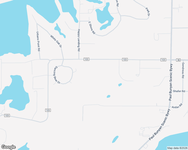 map of restaurants, bars, coffee shops, grocery stores, and more near 13187 County Road 103 in Crosslake