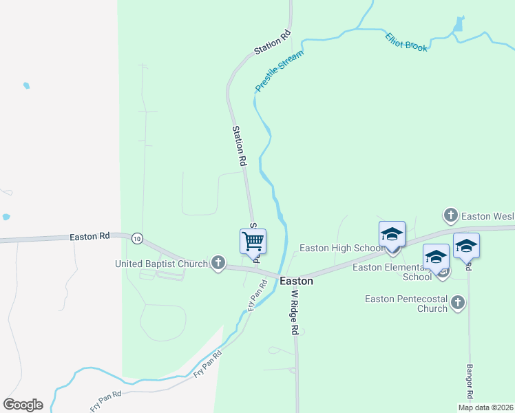 map of restaurants, bars, coffee shops, grocery stores, and more near 39 Station Road in Easton