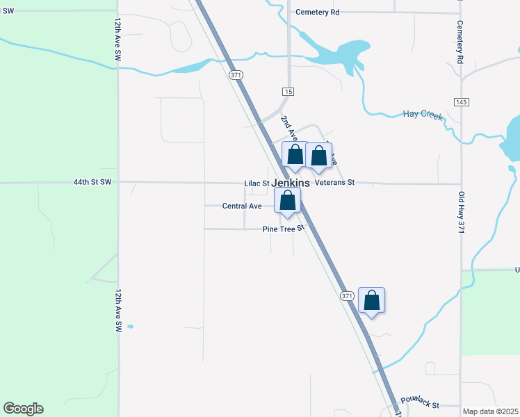 map of restaurants, bars, coffee shops, grocery stores, and more near 3173 Lilac Street in Jenkins