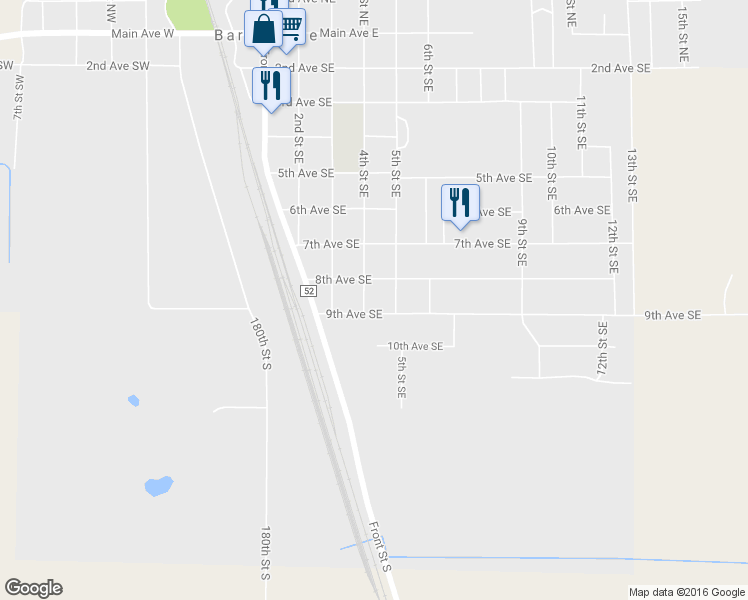 map of restaurants, bars, coffee shops, grocery stores, and more near 812 4th Street Southeast in Barnesville