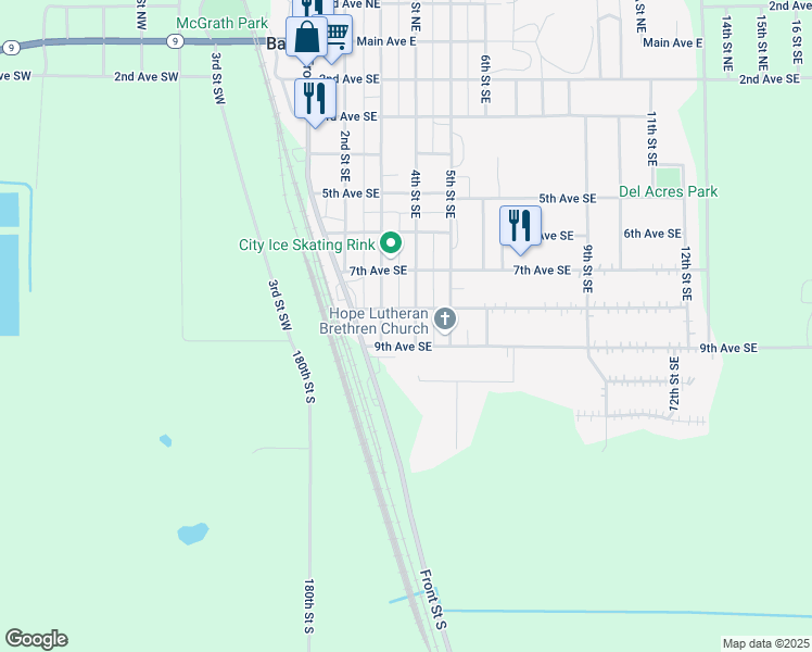 map of restaurants, bars, coffee shops, grocery stores, and more near 812 4th Street Southeast in Barnesville