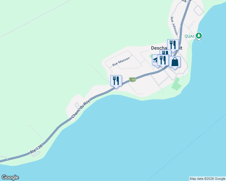 map of restaurants, bars, coffee shops, grocery stores, and more near 303 Chemin du Roy in Deschambault