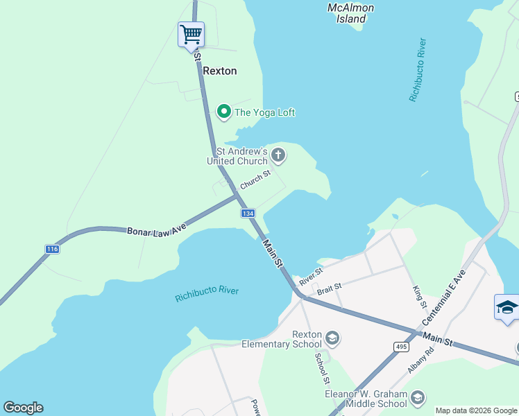 map of restaurants, bars, coffee shops, grocery stores, and more near in Rexton