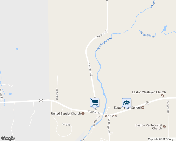 map of restaurants, bars, coffee shops, grocery stores, and more near 80 Station Road in Easton