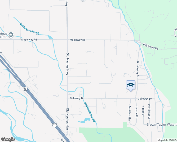 map of restaurants, bars, coffee shops, grocery stores, and more near 533 Old Naches Highway in Yakima