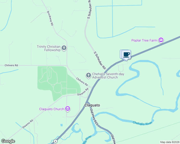 map of restaurants, bars, coffee shops, grocery stores, and more near 120 Chilvers Road in Chehalis