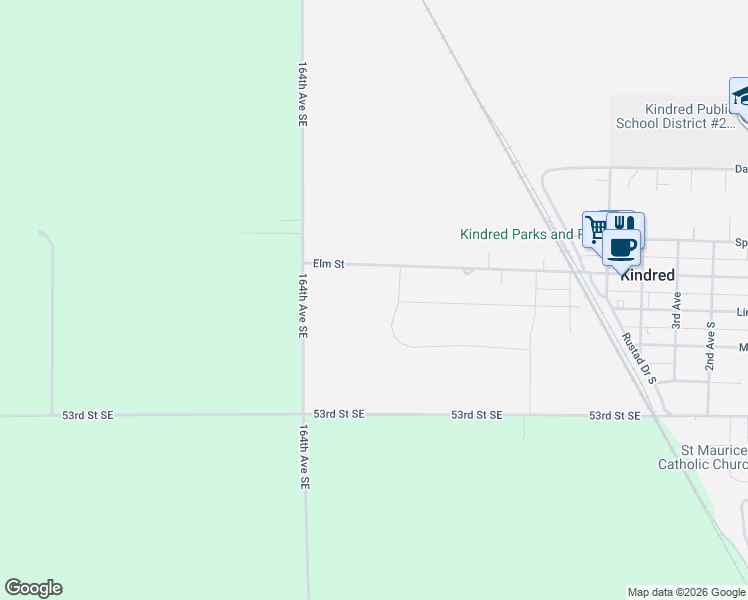 map of restaurants, bars, coffee shops, grocery stores, and more near in Kindred
