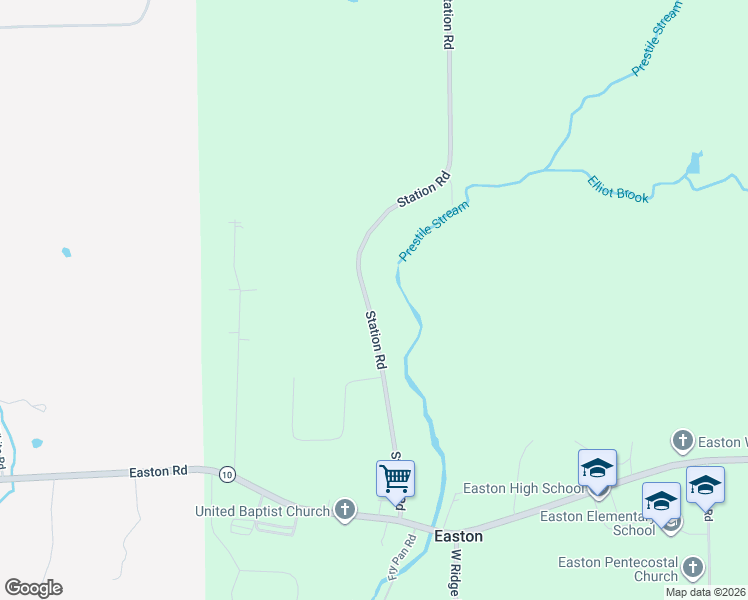 map of restaurants, bars, coffee shops, grocery stores, and more near 101 Station Road in Easton