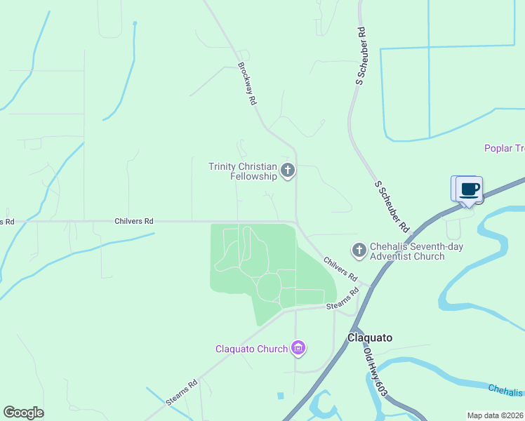 map of restaurants, bars, coffee shops, grocery stores, and more near 176 Chilvers Road in Chehalis