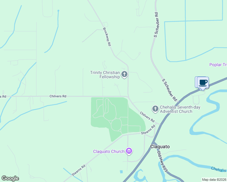 map of restaurants, bars, coffee shops, grocery stores, and more near 176 Chilvers Road in Chehalis