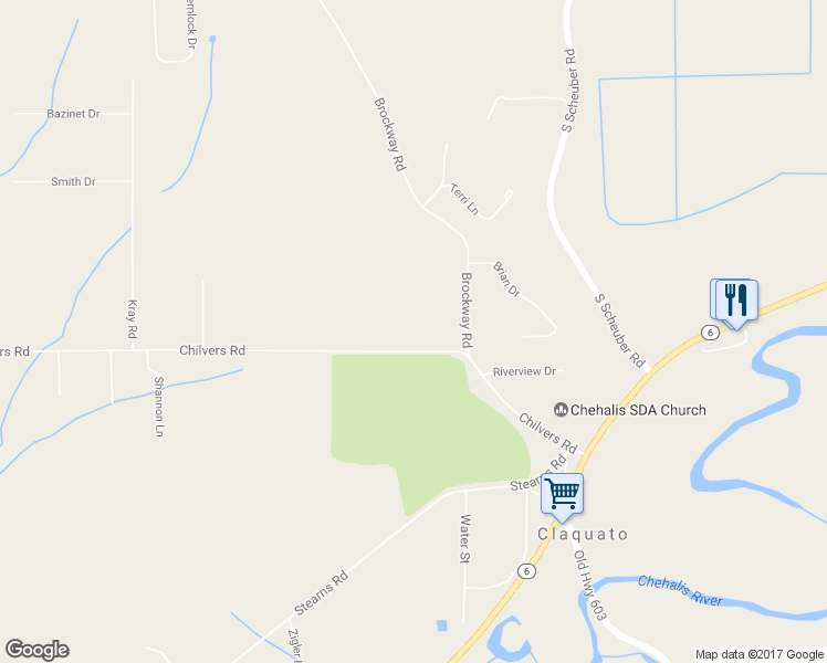 map of restaurants, bars, coffee shops, grocery stores, and more near 176 Chilvers Road in Chehalis