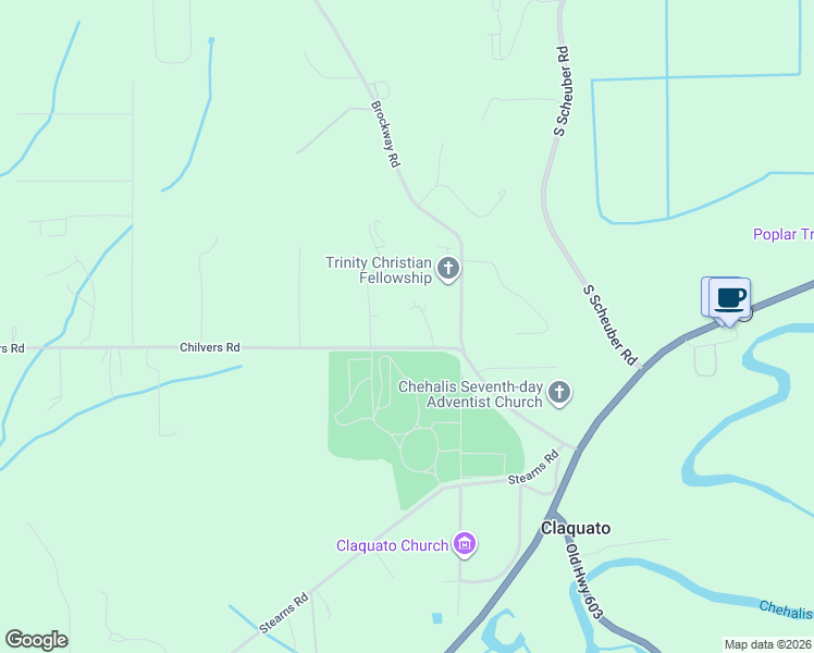 map of restaurants, bars, coffee shops, grocery stores, and more near 176 Chilvers Road in Chehalis