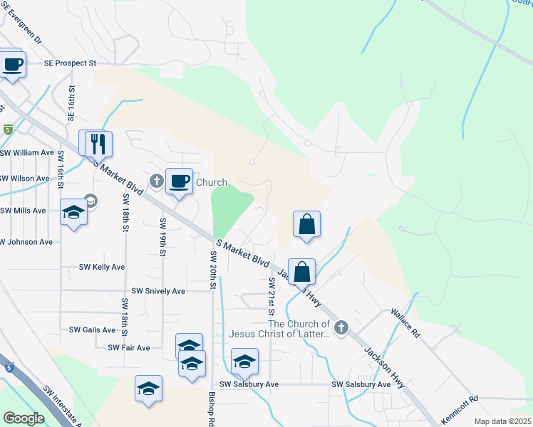 map of restaurants, bars, coffee shops, grocery stores, and more near 98 Southeast Spring Street in Chehalis