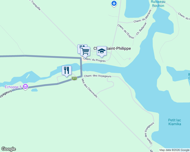 map of restaurants, bars, coffee shops, grocery stores, and more near 573 Chemin des Voyageurs in Chute-Saint-Philippe