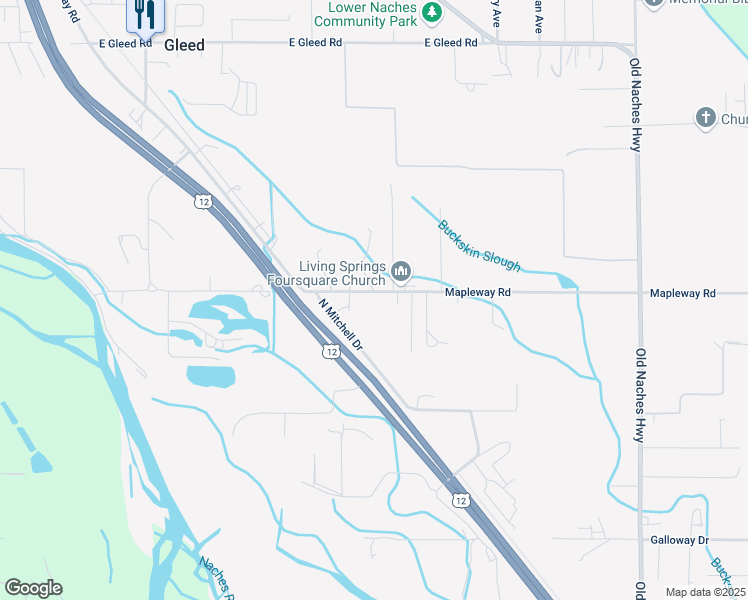 map of restaurants, bars, coffee shops, grocery stores, and more near 491 N Mitchell Dr in Yakima