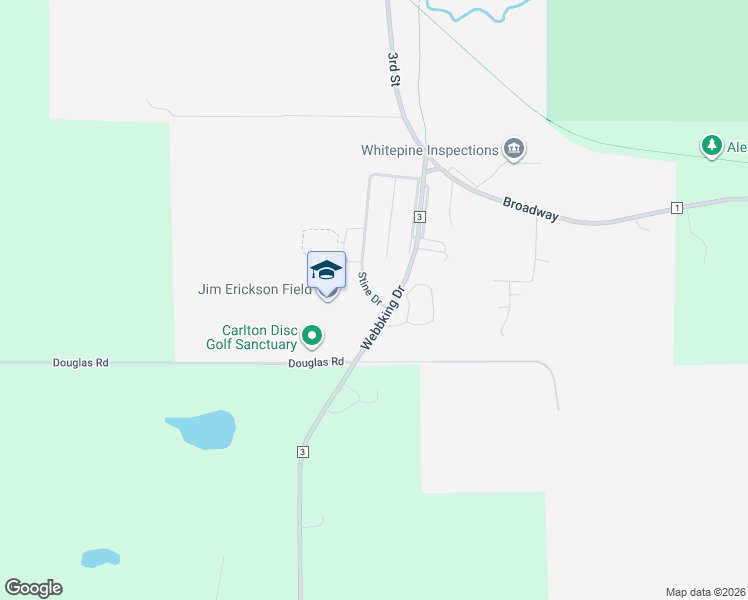 map of restaurants, bars, coffee shops, grocery stores, and more near 530 Stine Drive in Carlton