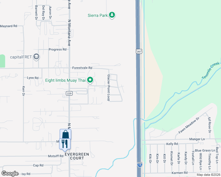 map of restaurants, bars, coffee shops, grocery stores, and more near 5419 Glacier Point Loop in Helena