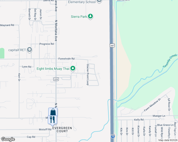 map of restaurants, bars, coffee shops, grocery stores, and more near 5419 Glacier Point Loop in Helena