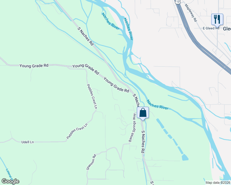 map of restaurants, bars, coffee shops, grocery stores, and more near 140 Echo Glenn Place in Yakima
