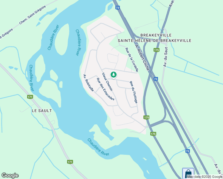 map of restaurants, bars, coffee shops, grocery stores, and more near Vieux Chemin in Lévis