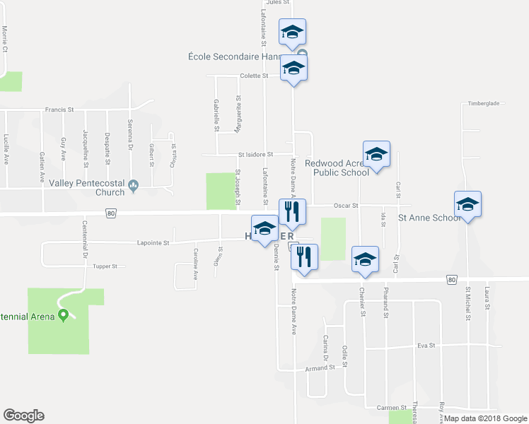 map of restaurants, bars, coffee shops, grocery stores, and more near 6136 Old Highway 69 in Sudbury