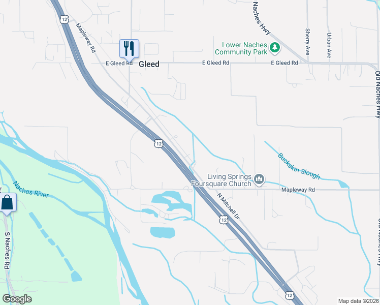 map of restaurants, bars, coffee shops, grocery stores, and more near 2901 Mapleway Road in Yakima