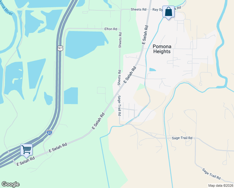 map of restaurants, bars, coffee shops, grocery stores, and more near 982 E Selah Rd in Yakima