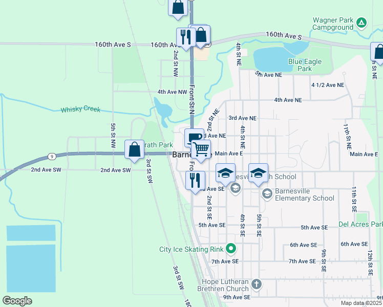 map of restaurants, bars, coffee shops, grocery stores, and more near in Barnesville