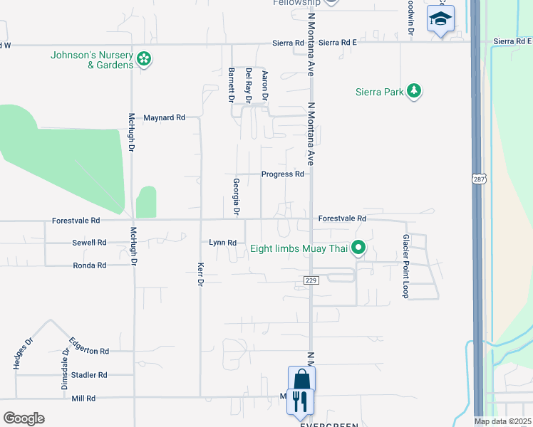 map of restaurants, bars, coffee shops, grocery stores, and more near 1050 Forestvale Road in Helena