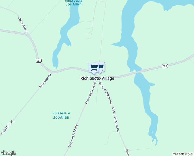 map of restaurants, bars, coffee shops, grocery stores, and more near Chemin de la Prairie in Richibucto-Village
