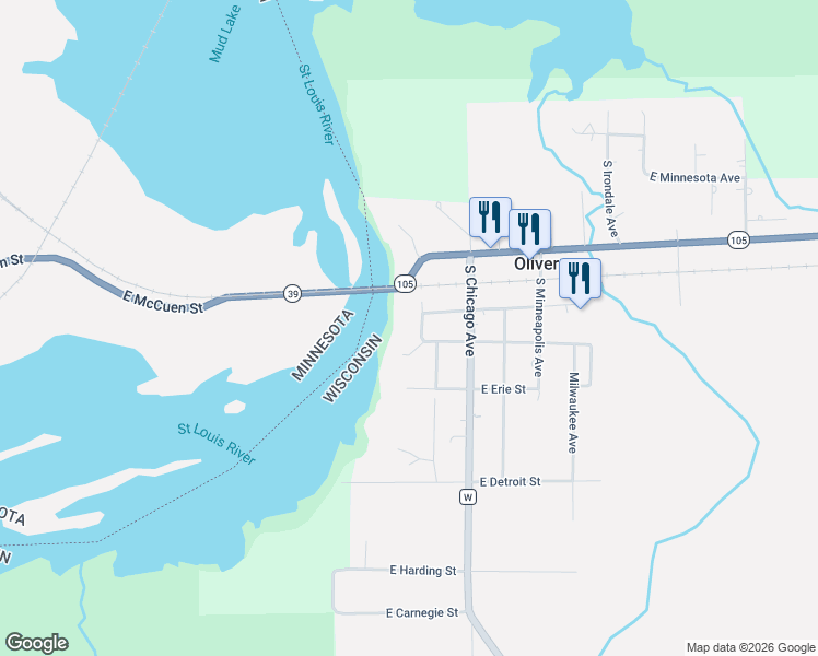 map of restaurants, bars, coffee shops, grocery stores, and more near 2985 South Kingston Avenue in Superior