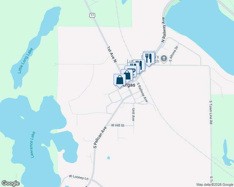 map of restaurants, bars, coffee shops, grocery stores, and more near in Vergas
