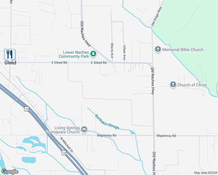 map of restaurants, bars, coffee shops, grocery stores, and more near 1224 Old Naches Hwy in Yakima