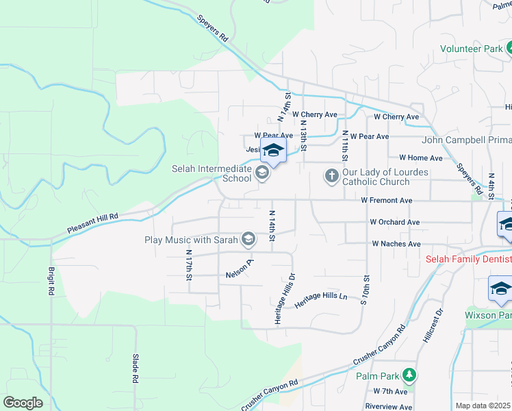 map of restaurants, bars, coffee shops, grocery stores, and more near 1402 West Fremont Avenue in Selah