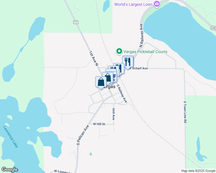 map of restaurants, bars, coffee shops, grocery stores, and more near in Vergas
