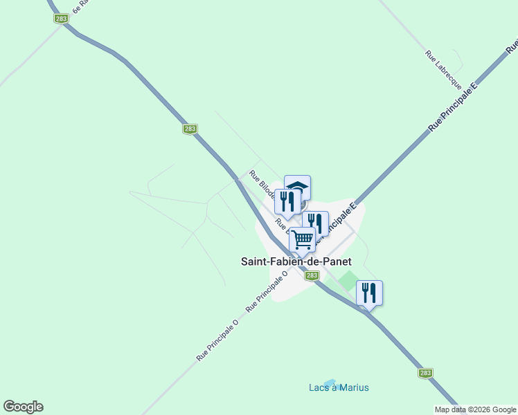 map of restaurants, bars, coffee shops, grocery stores, and more near 176 Rue Boutin in Saint-Fabien-de-Panet