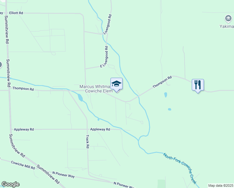 map of restaurants, bars, coffee shops, grocery stores, and more near 1181 Thompson Road in Cowiche