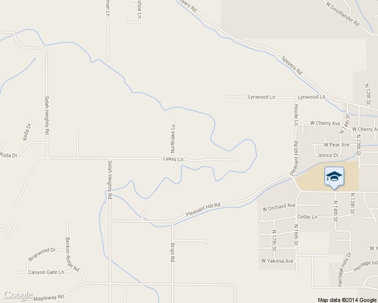 map of restaurants, bars, coffee shops, grocery stores, and more near 351 Lakes Ln in Selah