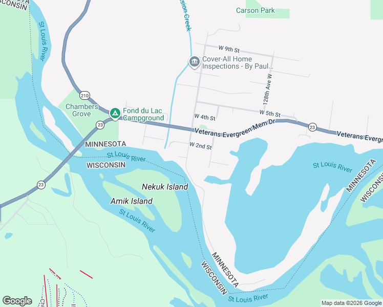 map of restaurants, bars, coffee shops, grocery stores, and more near 101 131st Avenue West in Duluth