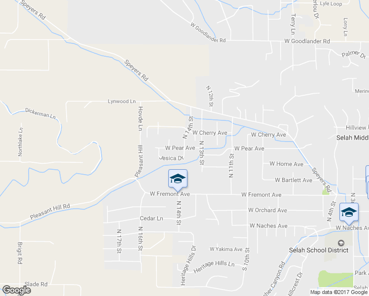 map of restaurants, bars, coffee shops, grocery stores, and more near 616 North 14th Street in Selah