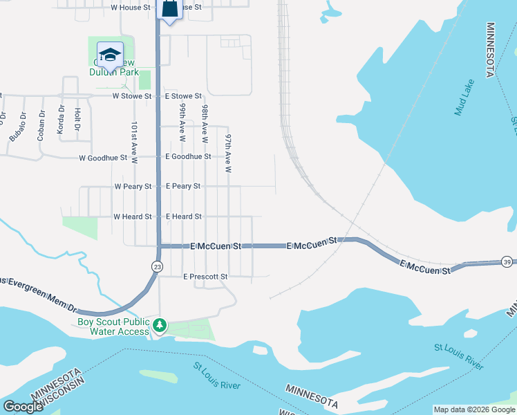 map of restaurants, bars, coffee shops, grocery stores, and more near 401 East Heard Street in Duluth