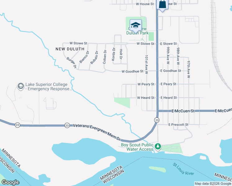 map of restaurants, bars, coffee shops, grocery stores, and more near 309 104th Avenue West in Duluth