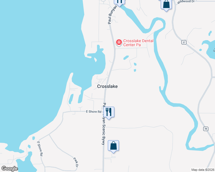map of restaurants, bars, coffee shops, grocery stores, and more near in Crosslake