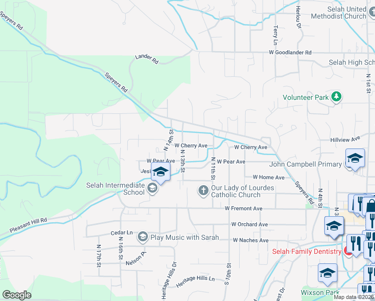 map of restaurants, bars, coffee shops, grocery stores, and more near 503 N 13th St in Selah