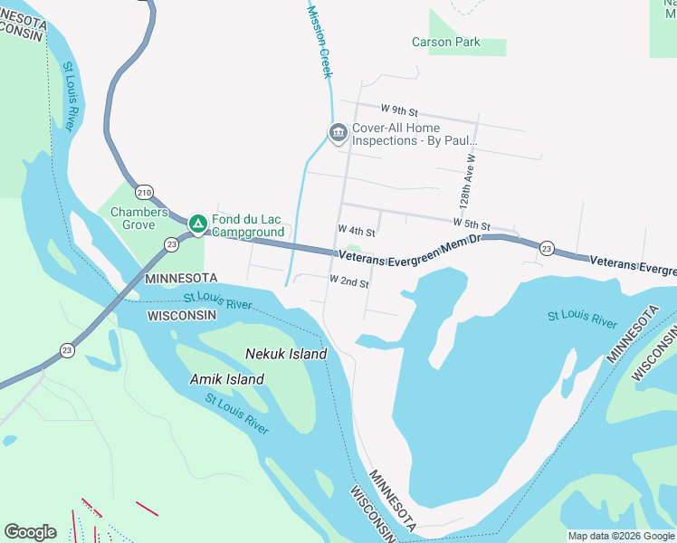 map of restaurants, bars, coffee shops, grocery stores, and more near 101 131st Avenue West in Duluth