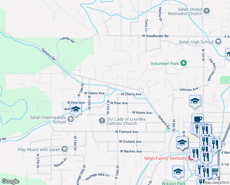 map of restaurants, bars, coffee shops, grocery stores, and more near 1003 West Cherry Avenue in Selah